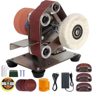 Mini Belt Sander, Electric Small Sander Knife Making Supplies, 7 Adjustable Speed Electric Knife Sharpener, Power Belt Grinder for Woodworking, Metal Working DIY (Multi-Function Belt Sander)
