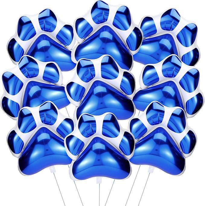 Hungdao 9 Pcs 28 x 26 Inch Blue Dog Paw Balloons Paw Print Foil Balloons Large Puppy Birthday Party Supplies for Baby Shower Pets Dog Themed Party Decorations