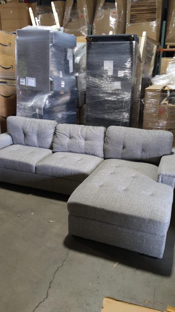 HD Design Heather Gray Sectional Couch 114" Length