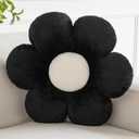 Flower Pillows, Decorative Pillows for Couch, Cute Daisy Pillow for Bed, Flower Shaped Decorative Throw Pillow Room Decor (Black, 14.9 Inches)
