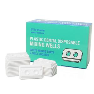 200 PCS Dental Disposable 2 Hole Mixing Wells, PMU Practice Kit, PMU Ink Tray, Microblading & PMU Pigments, Pigment Cups, Microblading Supplies (White, 200)