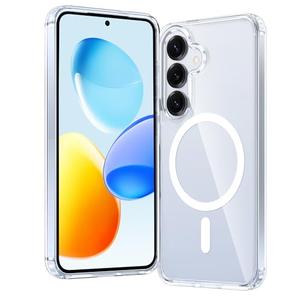 FNTCASE for Samsung Galaxy S25-Plus Case: Clear Magnetic Military Grade Drop Protection Shockproof Anti Yellowing Cell Phone Cover - Slim Rugged Protective Bumper Transparent Cases(Clear)