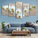Youkiswallart 5 Piece Living Room Wall Art White Butterfly Orchid Brown Wall Art Large Abstract Pictures Canvas Print Wall Painting Modern Artwork Wall Dcor for Bedroom Office