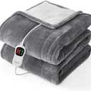 Homemate Electric Heated Blanket Twin - 62"x84" Heating Bed Blankets Throw with 10 Heating Levels 8 Hours Auto Off Fast Heating Over-Heated Protection Ultra Soft Warm Flannel ETL Certified Grey