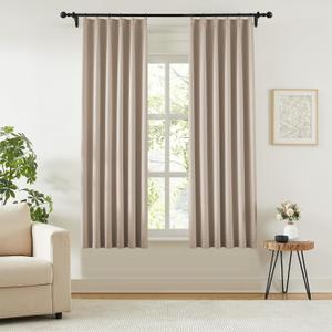 KangBang Khaki Pinch Pleated Blackout Curtains 63 Inches Long, Thermal Insulated Room Darkening Modern Drapes for Bedroom Kitchen with Adjustable Hooks, 2 Panels, 40Wx63L, Taupe