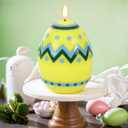 DRomance Easter Flameless Candles Battery Operated with 6 Hour Timer Battery Operated Real Wax Color Painted Easter Egg Shaped LED Flickering Candles Dinner Spring Holiday Decor(Yellow, 2.4"D x 6.3"H)