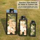 NEEDOMO Stainless Lanterns Decorative Outdoor & Indoor, Set of 3 Outdoor Lanterns for Porch, 25"/ 19.5"/15" Candle Lantern,Stainless with Glass, Vintage Farmhouse, Patio, Pathway, Garden, Christmas