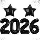Katchon, Black Giant 2026 Balloons - 42 | New Year Eve Balloons for Happy New Years Decorations 2026 | Happy New Year 2026 NYE Balloon | New Years Eve Party Supplies 2026, NYE Decorations 2026