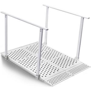 Wheelchair Ramp with Handrails for 5-12" Rise, Heavy Duty Handicap Ramp with Adjustable Flap, Portable Ramp for Home Steps, Stairs, Doorways, Curbs, Waterproof & Rust-Proof, 440 lbs Capacity