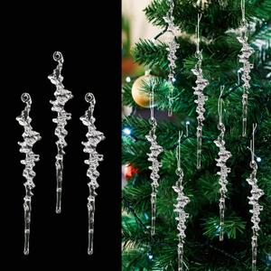26Pcs Christmas Icicle Ornament Acrylic Clear icicles Set Christmas Hanging Icicles Pendant for Xmas Tree Holiday Wedding Winter Party Decor (Shape A-13cm)