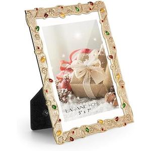 LARAINE 5x7 Picture Photo Frame Christmas Metal 2025 Christmas High Definition Display Pictures for Tabletop Home Decorative Holiday Gift (Gold, 5x7)