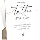 Tattoo Station Sign for Wedding, 8x11" Minimalist Wooden Sign with Stand, Wedding Centerpiece Table Decorations