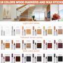 DEWEL Wood Markers Furniture Repair, 18 Colors Furniture Markers Touch Up and Wood Filler Sticks, Wood Scratch Repair Kit for Laminate Floor, Cabinet, Wooden Door, Wood Finish Stain