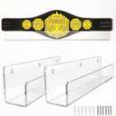 Cinnvoice 2 Pack Full View Championship Belt Wall Mount, Acrylic Wrestling Championship Belt Display Case, Horizontal Belts Display Holder for Karate Football Boxing Martial Arts Sports Award