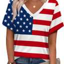 Alaroo Womens Summer Tops 2025 V Neck Short Sleeve Shirts Trendy Dressy Casual Vacation Outfits Printed (3X-Large)