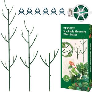6 Pack Stackable Monstera Plant Support, Plant Stakes for Indoor and Outdoor Plants Use, Garden Stakes for Climbing and Potted Plants, Pothos, Philodendron (Dark green)