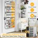 Over The Door Organizer, 5-Tier Extra Large Behind Door Storage with 10 Big Front & 10 Mesh Pockets, 80lb Capacity, Hanging Storage Organizer with Clear Window Kids Toys, Shoes, Diapers, Light Grey