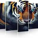 SATINO 5 Pieces Modern Large Canvas Animal Wall Art Tiger with Green Eyes Brave Beast Picture Paintings on Canvas for Living Room Bathroom Bedroom Home Office Decor