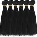DICOSMETIC 7Pcs Doll Wig Doll Hair 18cm Straight Short Doll Hair Plastic Doll Hair Wefts Doll Making Kits Doll Hair Extensions Black Faux Hair Replacement for Doll Hair Crafts