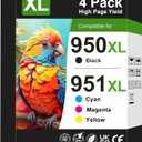 950xl and 951xl Ink Cartridges Replacement for HP 950 and 951 Ink Cartridges Combo Pack Works for HP Officejet Pro 8100 8615 8600 8610 8620 8630 Printers (4 Pack)
