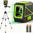Laser Level with Tripod, 100 feet Green Cross Line Self Rotary Leveling Laser Level, Vertical and Horizontal Line, Rotatable 360 Degree, Manual Self leveling and Pulse Mode,IP54 Waterproof & Battery