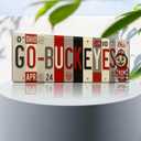 Ohio State Buckeyes Go Buckeyes License Plate Sign - Metal Wall Art 16x6 Inch Aluminum - Scarlet Gray - Big Ten Fan Cave Dorm Decor - UV-Resistant Ready to Hang College Wall Sign