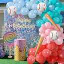 Ice Cream Drip Baseball Birthday Party Decorations Set Blue Pink Green Balloon Arch with Baseball Bat Balloons for Boys Girls Summer Birthday Sport Ice Cream Party Decorations