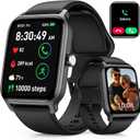 Smart Watches for Women and Men, iOS Android Phones Compatible, Waterproof Fitness Tracker Smart Watch with Call, Alexa, Heart Rate/Spo2 Monitoring, Sleep Tracking, Gifts Ideas, 1.8 Inches (Black)