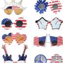 American Flag Glasses 8pcs, Fourth 4th of July Party Accessories, USA Veterans Day decoration Memorial Day Patriotic Party Favors, Red White and Blue Photo Booth Props