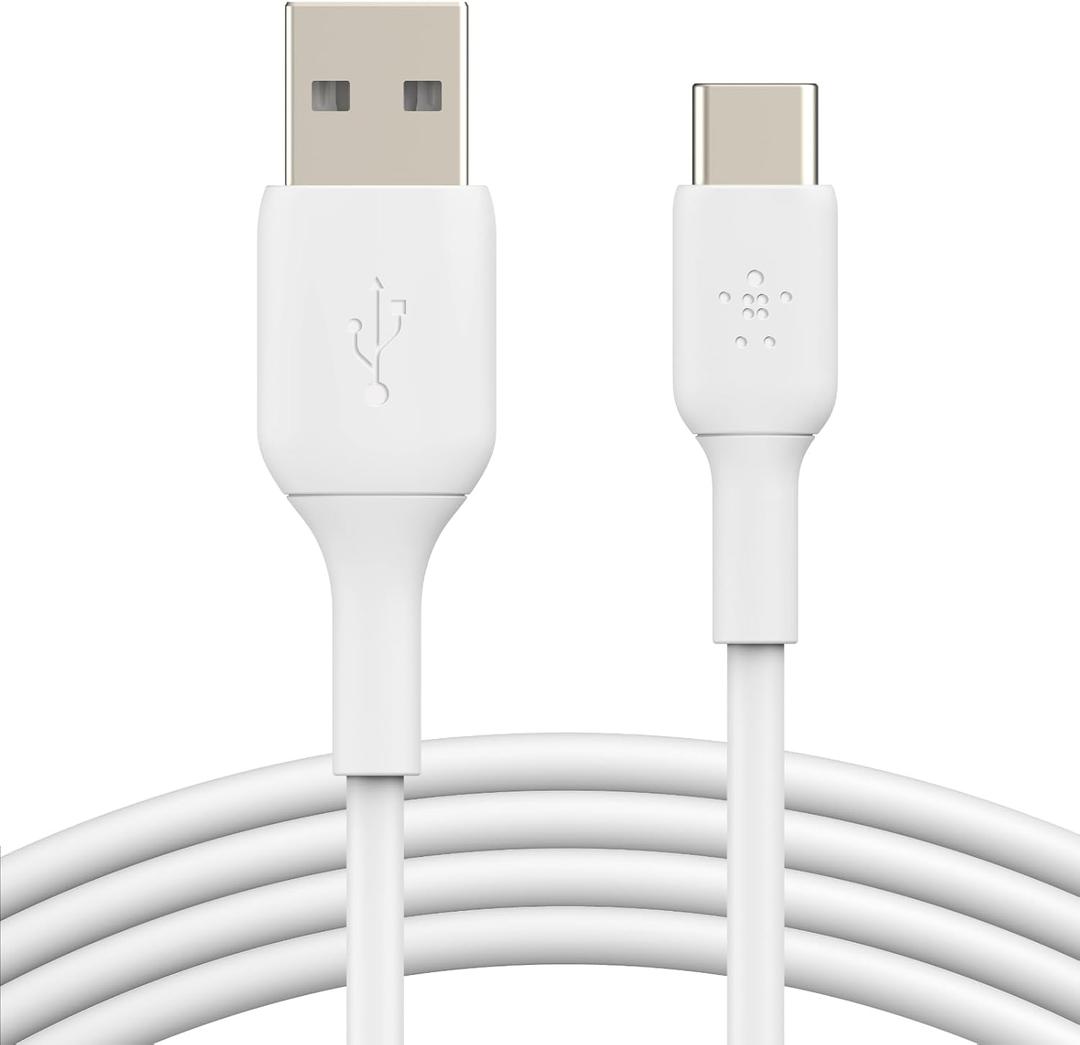 Belkin Boost Charge USB-C to USB-A Cable (2M/6.6ft) for iPhone 16, iPhone 16 Pro, iPhone 15, Samsung Galaxy S25, S25 Ultra, S24, Pixel 9, iPad Pro, Nintendo Switch 2, CarPlay & More - White