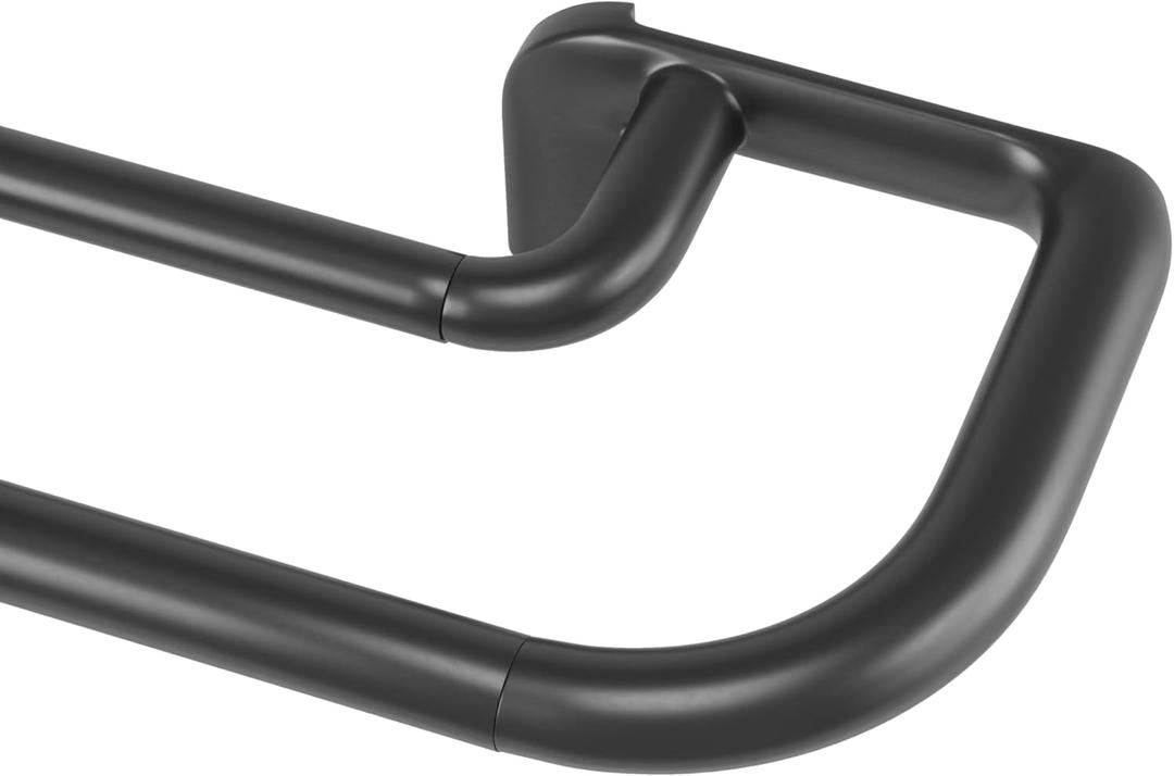 Umbra Twilight Double Curtain Rod Set  Wrap Around Design Ideal for Blackout or Room Darkening Panels, 66 to 144 Inches, Black