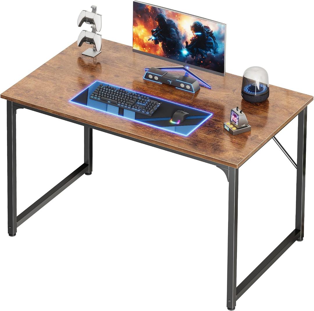 PRAISUN 40 X 24 Inch Computer Desk with Deeper Desktop, Gaming Office Writing Work Desk for Home Office, Study, Bedroom, Work from Home, Metal Frame, Rustic Brown, 40*23.6inch