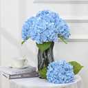 MARTINE MALL 3Pcs 21in Hydrangea Artificial Flowers, Latex Real Touch Hydrangeas Lifelike Large Hydrangea Flowers for Home Decor Party Arrangements Wedding Bouquets Centerpieces (Blue)