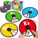 Coogam Interactive Alphabet Spinning Card for Toddler, ABC Letters Numbers Learning Game, Pattern Color Sight Words Educational Flashcard, Montessori Toy Gift for Preschool 3 4 5 Year Old