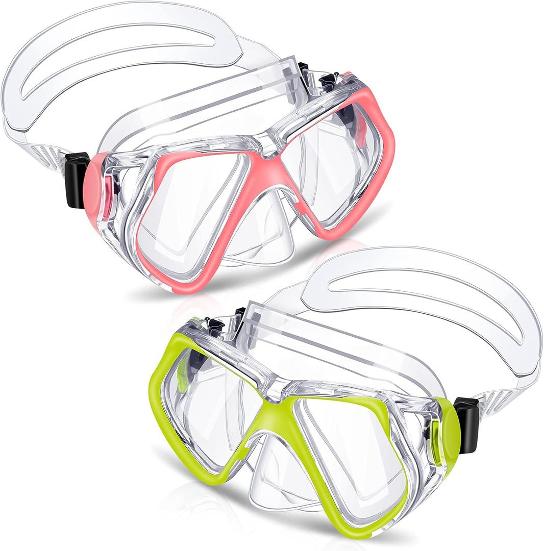 Weewooday 2 Pcs Adults Swimming Goggles with Nose Cover Antifog Clear Diving Mask Clear Wide View No Blurring Tempered Glass Swim Goggle for Adult Men Women Youth