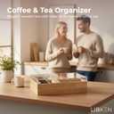LIBKEN Wooden Tea Bag Organizer Box 8 Compartment Tea Storage with Clear Lid Minimalist Scandinavian Design Versatile Wooden Tea Box for Tea Bags, Jewelry, Crafts, Office & Countertop Storage