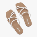FITORY Women's Slide Sandals Flat Toe Ring Thongs with Cross Strap for Summer, Size 8