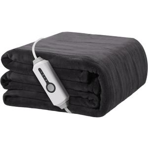 Electric Heated Blanket 50"x60" Throw Size, Soft Coral Fleece with 4 Heating Levels and 3 Hours Auto-Off, Machine Washable, Cozy Plush Fabric for Home, Dark Gray