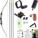SOPOGER Archery Bowfishing Bow Kit - Powful 45lbs Bow Fishing Combos Kit with Detailed Instruction, Recurve Bow Fishing Bows for Adults with Durable Bow Fishing Reels Kits for Big Fish, Black