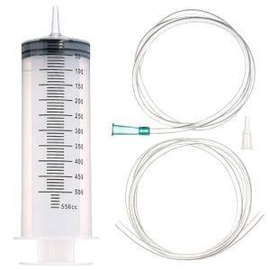 SHAOTONG 500ml Syringe with 2Pcs 40 Inch Tube and Tip Adapter, for Feeding Pets, Liquid Refilling, Drawing Oil Fluid