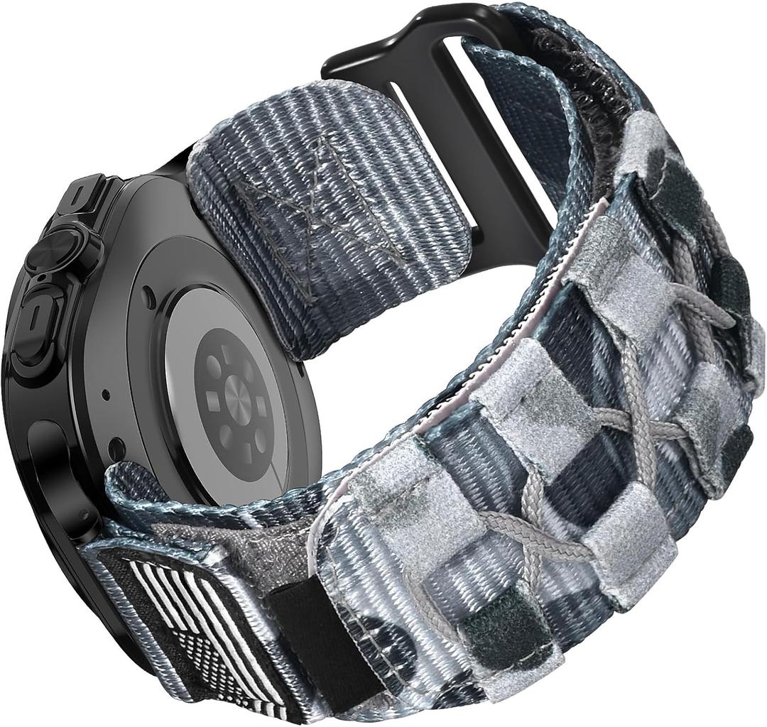 MOFREE Compatible with Samsung Galaxy Watch Ultra 47mm/Ultra 2 (2024/2025) Bands, Rugged Nylon Woven Loop Sport Adjustable Strap Replacement Wristband for Samsung Galaxy Watch Ultra Bands for Men (Light Camouflage)
