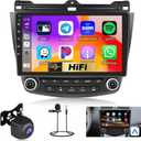 for Honda Accord 2003-2007 Android 13 Car Stereo with Wireless Carplay Android Auto 10.1 Inch Touchscreen Car Radio for Honda Accord Support GPS Navigation Bluetooth HiFi FM Mic Rear Camera
