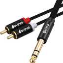 Devinal 1/ 4" inch TRS to RCA Y Splitter Cable, 6.35mm Stereo to 2 RCA Phono Insert Cable, Dual RCA to Quarter inch Audio Breakout Cable Cord 5 feet/ 1.5 Meters