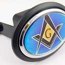 Masonic Freemasonry Flag Hitch Cover Cap 2" Receiver Black with Chrome & Dome