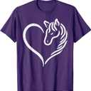 Heart Horse Cute Love Equestrian Women Girls Kids Teens T-Shirt, Size Sm Purple