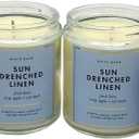 Bath & Body Works Sun Drenched Linen 1-Wick Scented Candle with Natural Essential Oils 7oz - Pack of 2