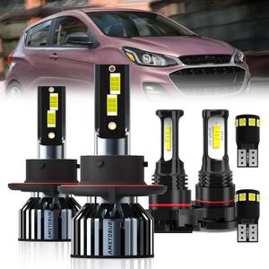 For Chevy Spark 2016 2017 2018 2019 2020 Upgraded light Bulbs, 9008 High and Low Beam Combo 2504/5202 Fog Light + License Plate Lights, Pack of 6