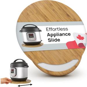 Ibyx Elegant Round Sliding Tray Compatible with Ninja Crispi Air Fryer and Instant Pot - Sturdy, Slides Easily from Under The Cabinet (Natural, 16”)