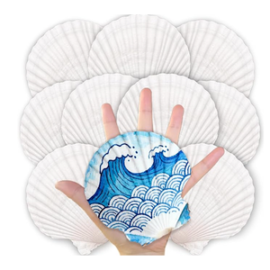 ForraFun 40 Set Scallop Shells for Crafts 4''-5'' White Natural Shells Bulk with Decoupage Floral Napkins Acrylic Paints Brushes and Glue for DIY Arts and Crafts Seashells Home Decor Ornaments