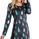 Tipsy Elves Women's Classic Christmas Dresses - Holiday Themed Dress - Easy Cute Winter Outfits (Medium, Allover Christmas Tree (Black))
